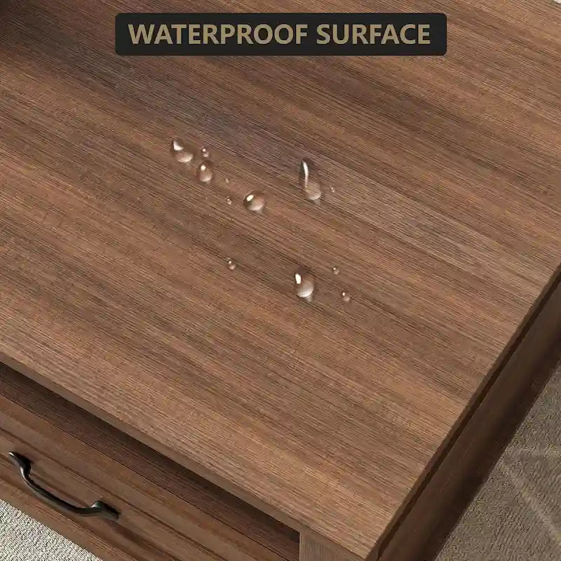 Table basse de style campagnard avec tiroirs et étagère ouverte - Non disponible