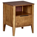 MUSEHOMEINC California Classic 1 Drawer Wooden Nightstand End Table, Honey Brown - 19.40