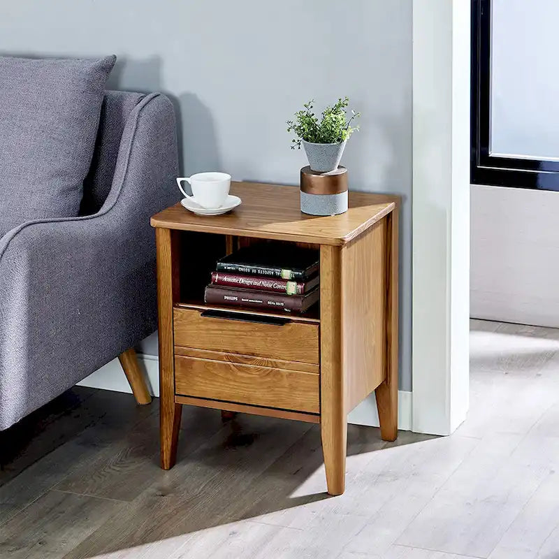 Table de chevet/d'appoint en bois California Classic à 1 tiroir de MUSEHOMEINC, couleur miel - 19,40