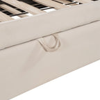 Lit de jour capitonné avec lit gigogne escamotable simple, cadre de lit de jour double, canapé-lit avec dossier en L et motif rayé