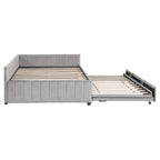 Lit de jour capitonné avec lit gigogne escamotable simple, cadre de lit de jour double, canapé-lit avec dossier en L et motif rayé