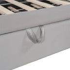 Lit de jour capitonné avec lit gigogne escamotable simple, cadre de lit de jour double, canapé-lit avec dossier en L et motif rayé