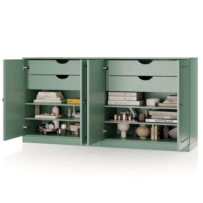 Buffet Palace Imports 100% bois massif 64 avec portes pleines, 4 tiroirs et étagères réglables