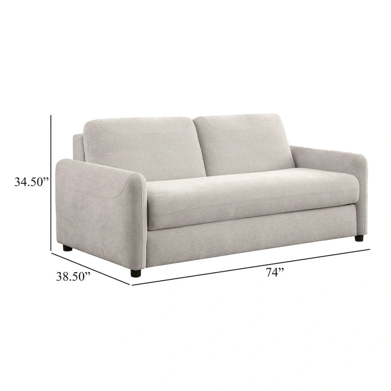 Canapé-lit Rilia avec matelas Queen Size, tissu beige, 188 cm (74 pouces)