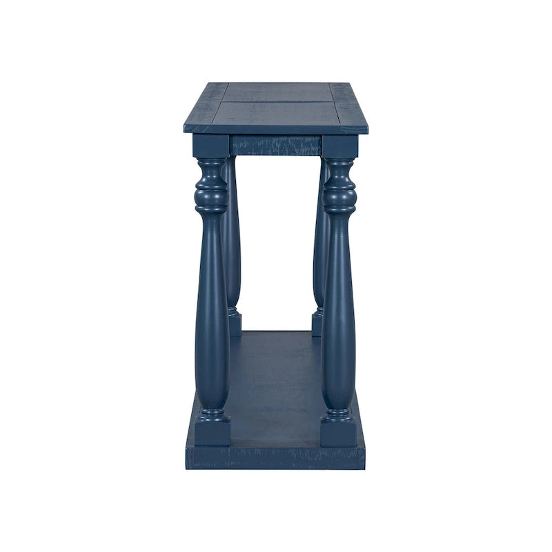 Table console d'entrée de 63 pouces de long avec étagère de rangement inférieure et pied sculptural en forme de vase pour couloir ou salon