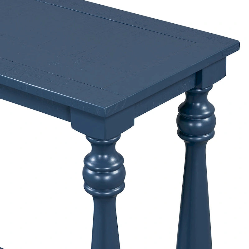 Table console d'entrée de 63 pouces de long avec étagère de rangement inférieure et pied sculptural en forme de vase pour couloir ou salon