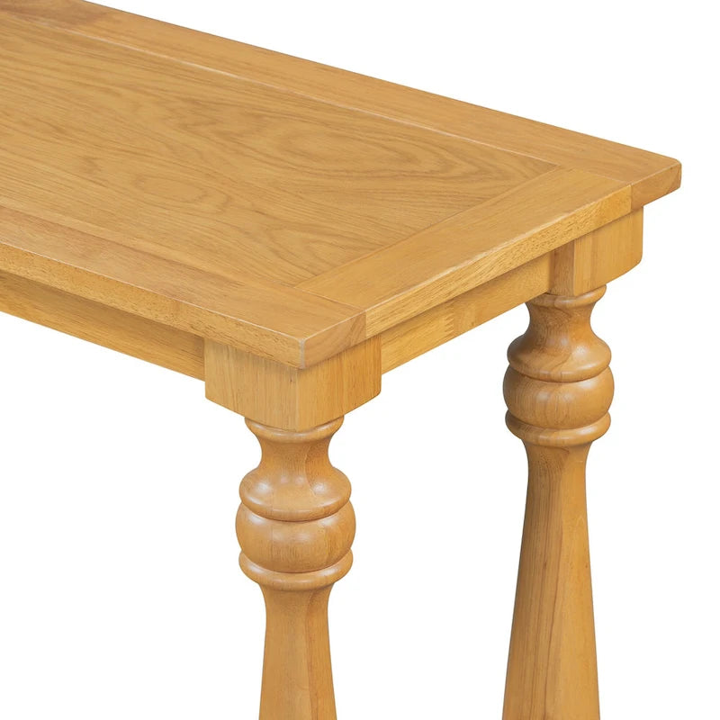 Table console d'entrée de 63 pouces de long avec étagère de rangement inférieure et pied sculptural en forme de vase pour couloir ou salon