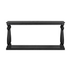 Table console d'entrée de 63 pouces de long avec étagère de rangement inférieure et pied sculptural en forme de vase pour couloir ou salon