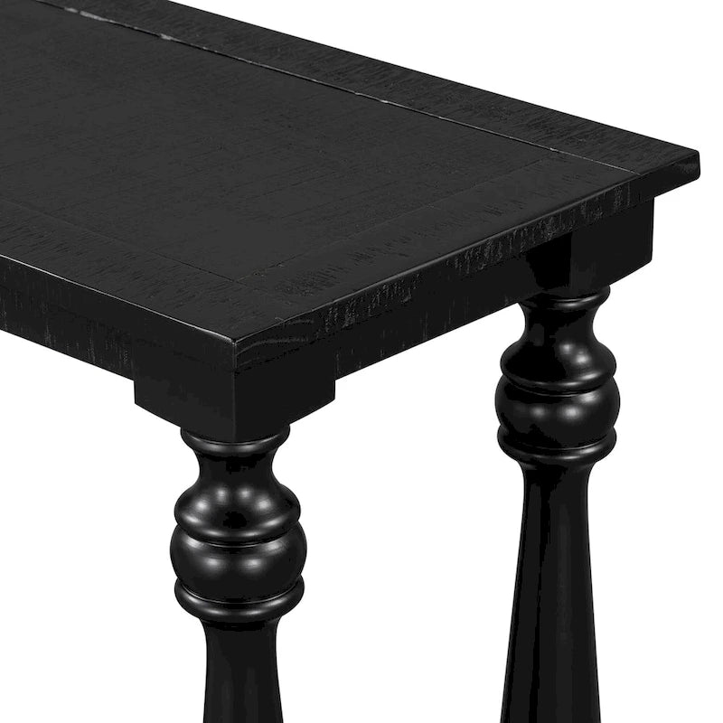 Table console d'entrée de 63 pouces de long avec étagère de rangement inférieure et pied sculptural en forme de vase pour couloir ou salon