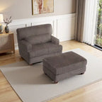Modern Oversized Plush Corduroy Chaise Lounge Chair with Ottoman