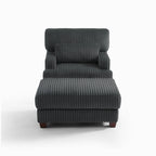 Chaise longue moderne surdimensionnée en velours côtelé moelleux avec repose-pieds