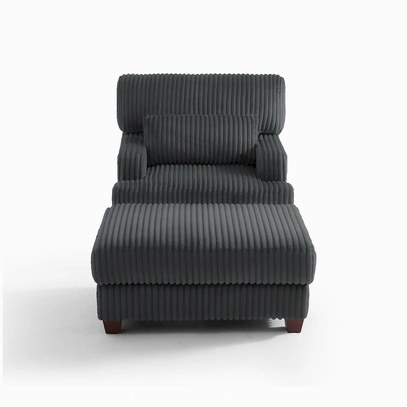 Chaise longue moderne surdimensionnée en velours côtelé moelleux avec repose-pieds