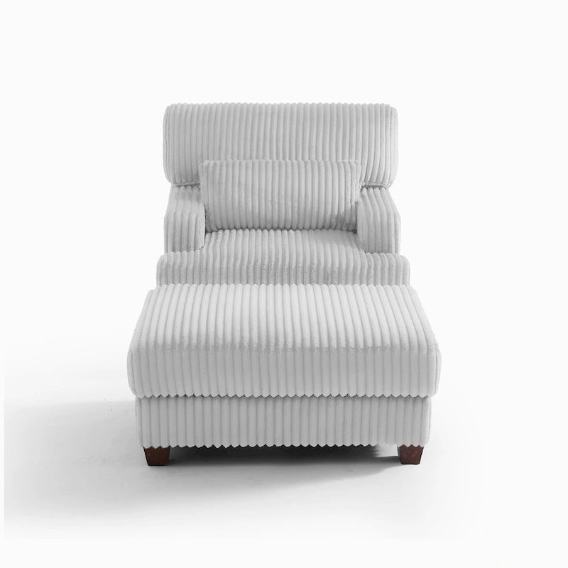 Chaise longue moderne surdimensionnée en velours côtelé moelleux avec repose-pieds