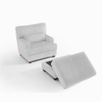 Chaise longue moderne surdimensionnée en velours côtelé moelleux avec repose-pieds