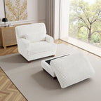 Chaise longue moderne surdimensionnée en velours côtelé moelleux avec repose-pieds