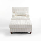 Chaise longue moderne surdimensionnée en velours côtelé moelleux avec repose-pieds