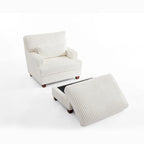 Chaise longue moderne surdimensionnée en velours côtelé moelleux avec repose-pieds