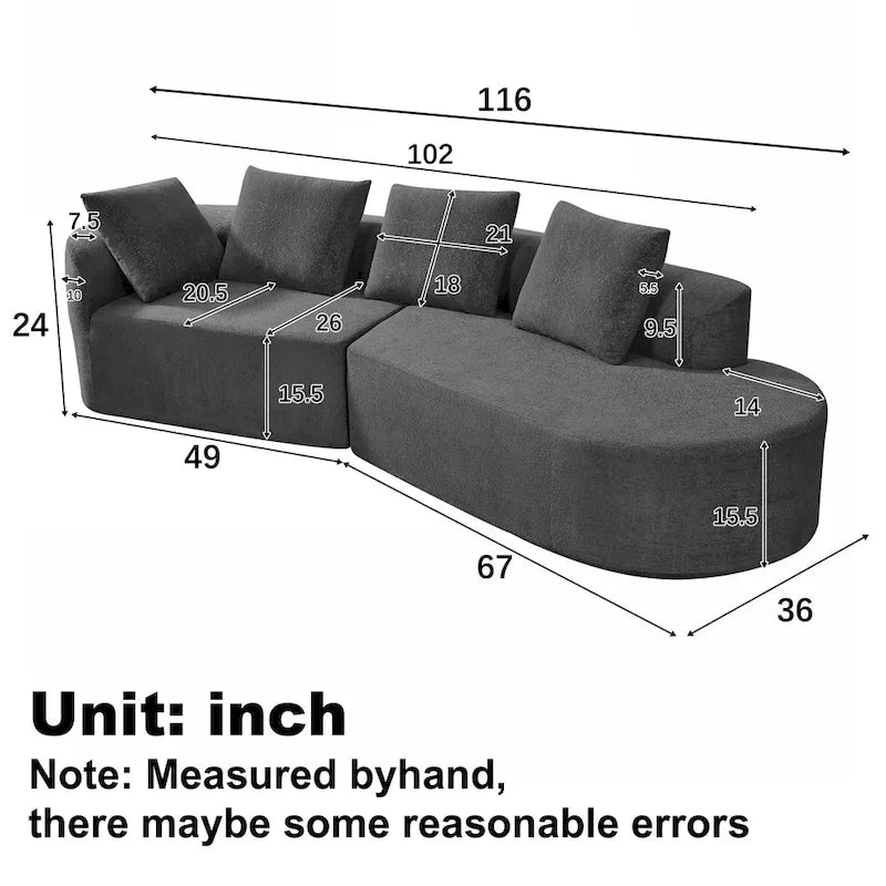 Christopher Knight Home - Ensemble canapé incurvé en mousse Olivia - 116 L