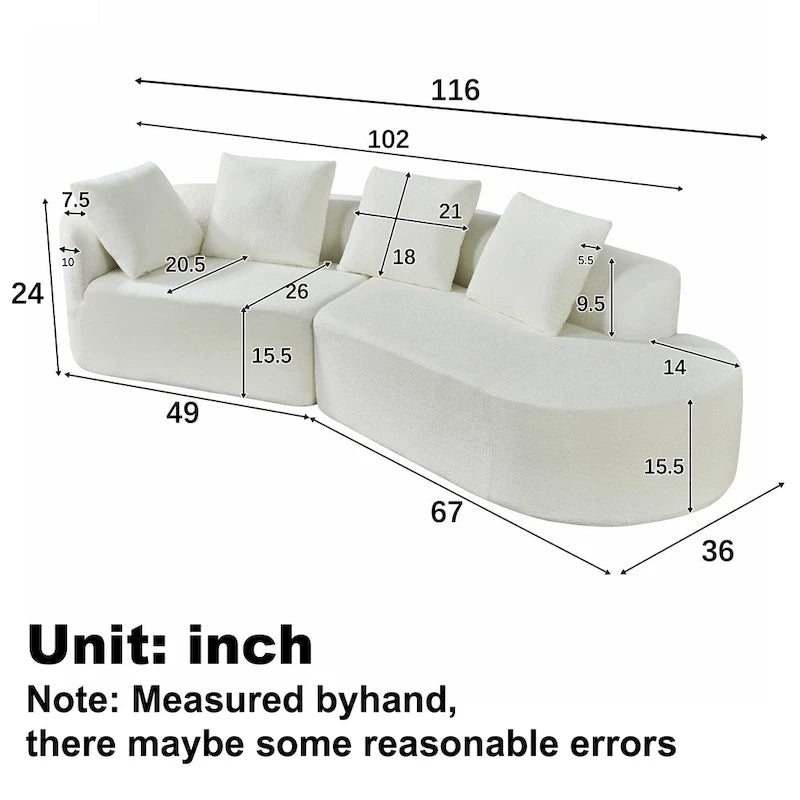 Christopher Knight Home - Ensemble canapé incurvé en mousse Olivia - 116 L
