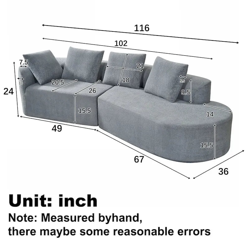 Christopher Knight Home - Ensemble canapé incurvé en mousse Olivia - 116 L