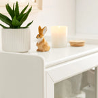 Meuble de rangement moderne pour salle de bain avec porte vitrée, double étagère réglable et tiroir