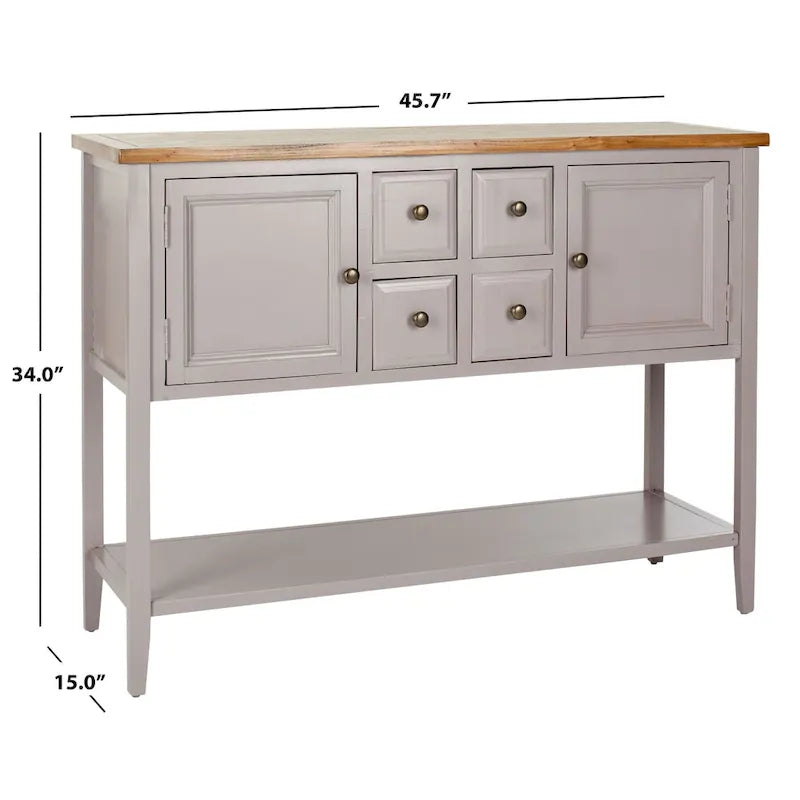 Buffet de rangement SAFAVIEH Milenija finition chêne - 45,7 x 15 x 34 cm - 17 cm L x 48 cm P x 22 cm H