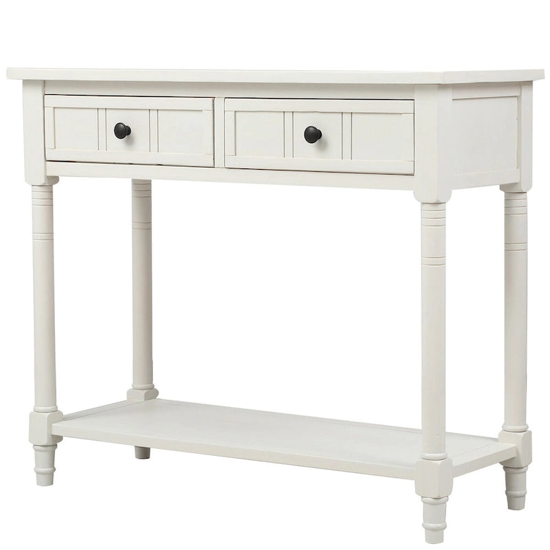 Console en bois de la série Daisy avec deux tiroirs et une étagère - 13,80 x 35,43 x 29,90
