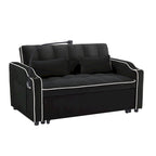 Canapé-lit pliable et polyvalent en velours avec dossier réglable, port USB et support pour téléphone