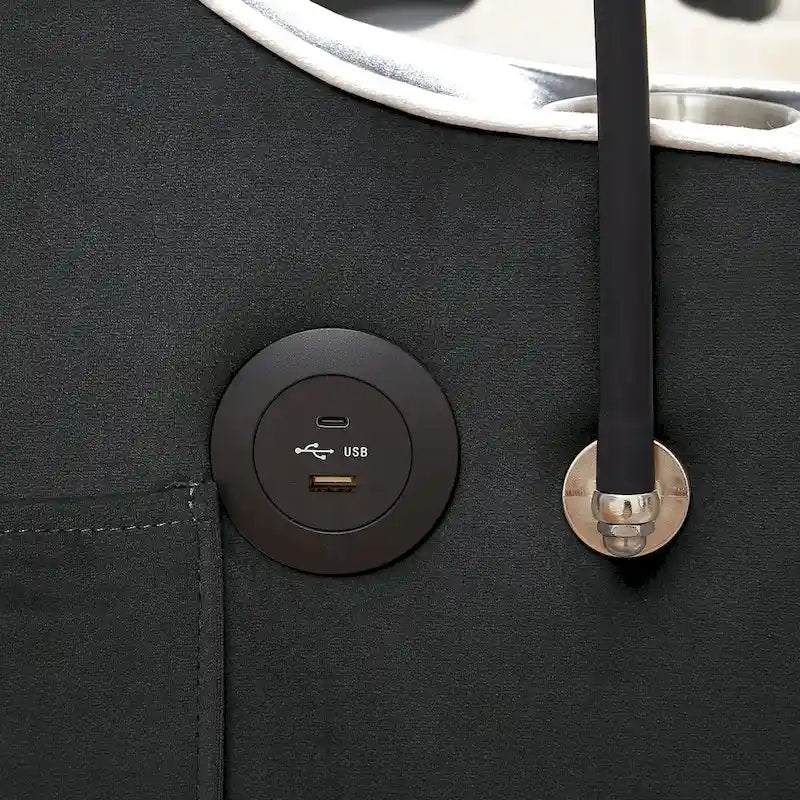 Canapé-lit pliable et polyvalent en velours avec dossier réglable, port USB et support pour téléphone