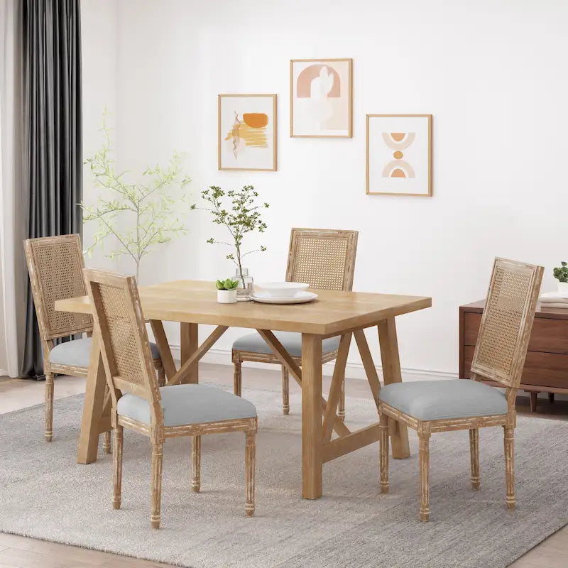 Chaises de salle à manger Regina en bois et rotin (lot de 4) par Christopher Knight Home