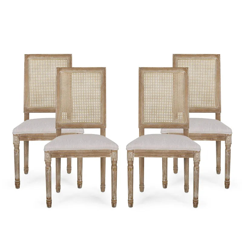 Chaises de salle à manger Regina en bois et rotin (lot de 4) par Christopher Knight Home