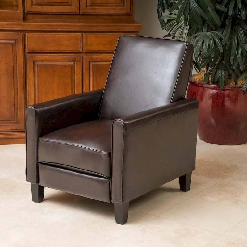 Fauteuil inclinable Darvis en cuir noir reconstitué par Christopher Knight Home