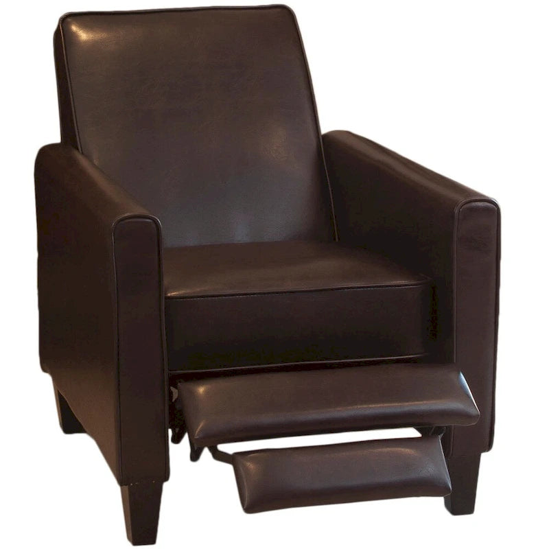 Fauteuil inclinable Darvis en cuir noir reconstitué par Christopher Knight Home