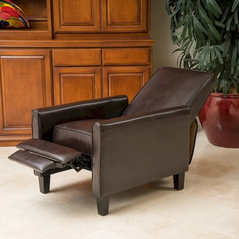 Fauteuil inclinable Darvis en cuir noir reconstitué par Christopher Knight Home