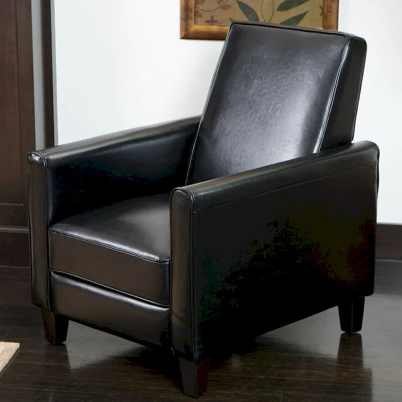 Fauteuil inclinable Darvis en cuir noir reconstitué par Christopher Knight Home