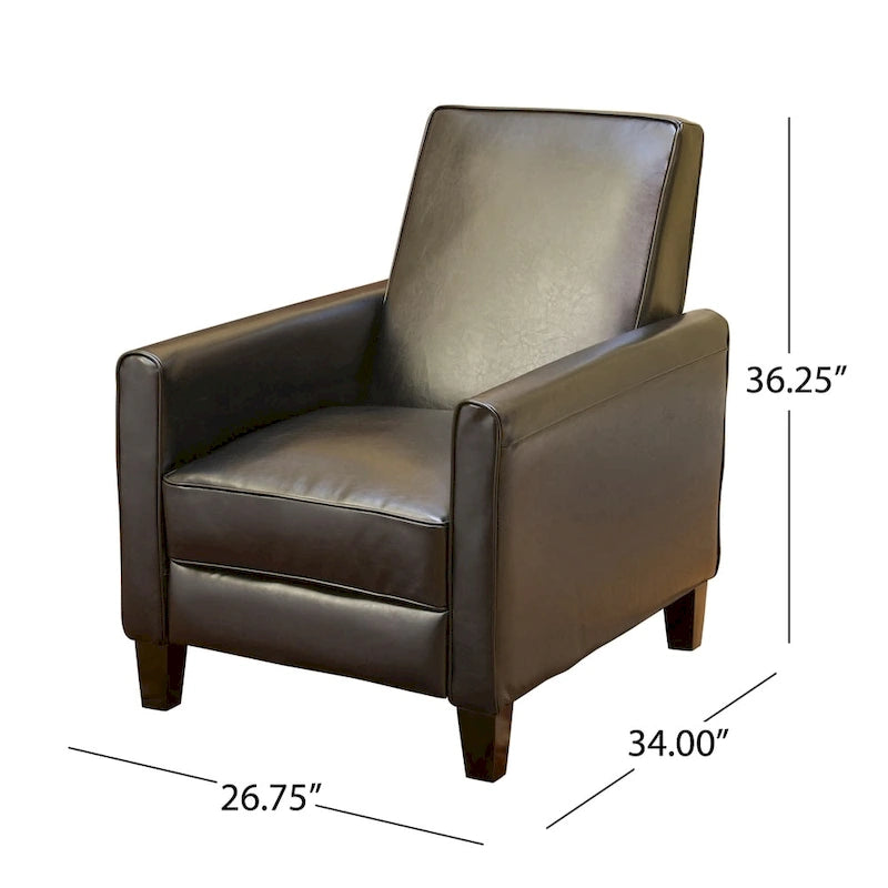 Fauteuil inclinable Darvis en cuir noir reconstitué par Christopher Knight Home