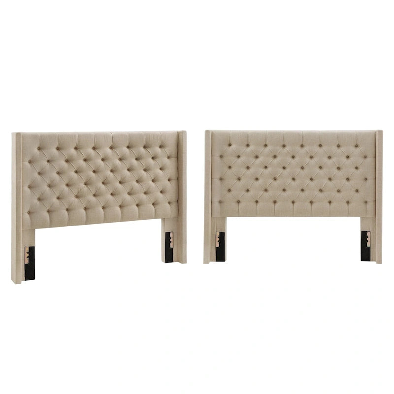 Tête de lit Detmold Queen à oreilles en lin capitonné