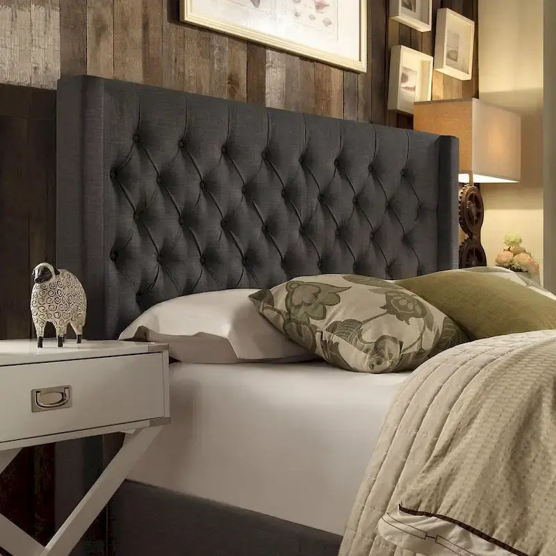Tête de lit Detmold Queen à oreilles en lin capitonné
