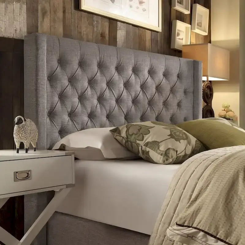 Tête de lit Detmold Queen à oreilles en lin capitonné