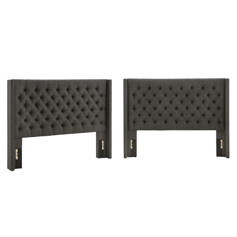 Tête de lit Detmold Queen à oreilles en lin capitonné