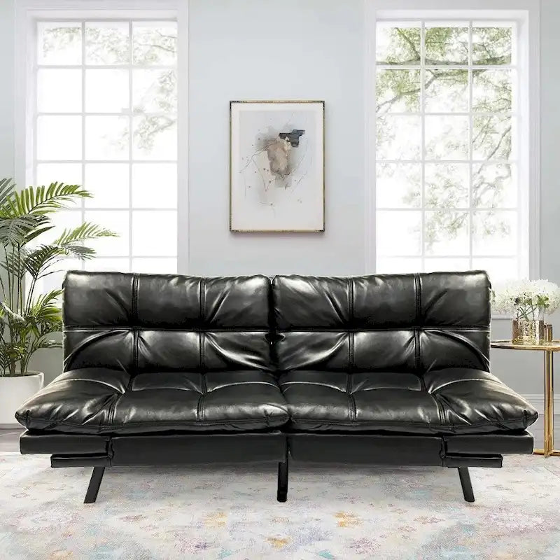 Canapé-lit futon, canapé-lit convertible en similicuir, meuble deux places idéal pour les petits espaces, les chambres d'étudiant ou le salon.