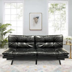 Canapé-lit futon, canapé-lit convertible en similicuir, meuble deux places idéal pour les petits espaces, les chambres d'étudiant ou le salon.