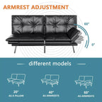 Canapé-lit futon, canapé-lit convertible en similicuir, meuble deux places idéal pour les petits espaces, les chambres d'étudiant ou le salon.