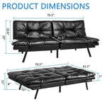 Canapé-lit futon, canapé-lit convertible en similicuir, meuble deux places idéal pour les petits espaces, les chambres d'étudiant ou le salon.