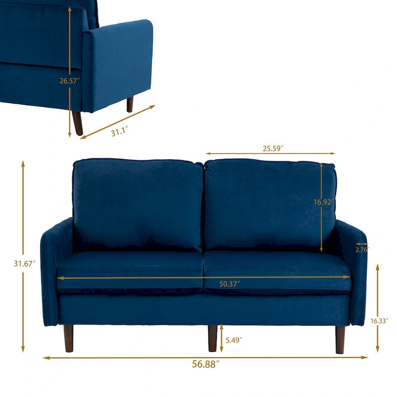 Canapé deux places moderne en velours 56,88 pour salon
