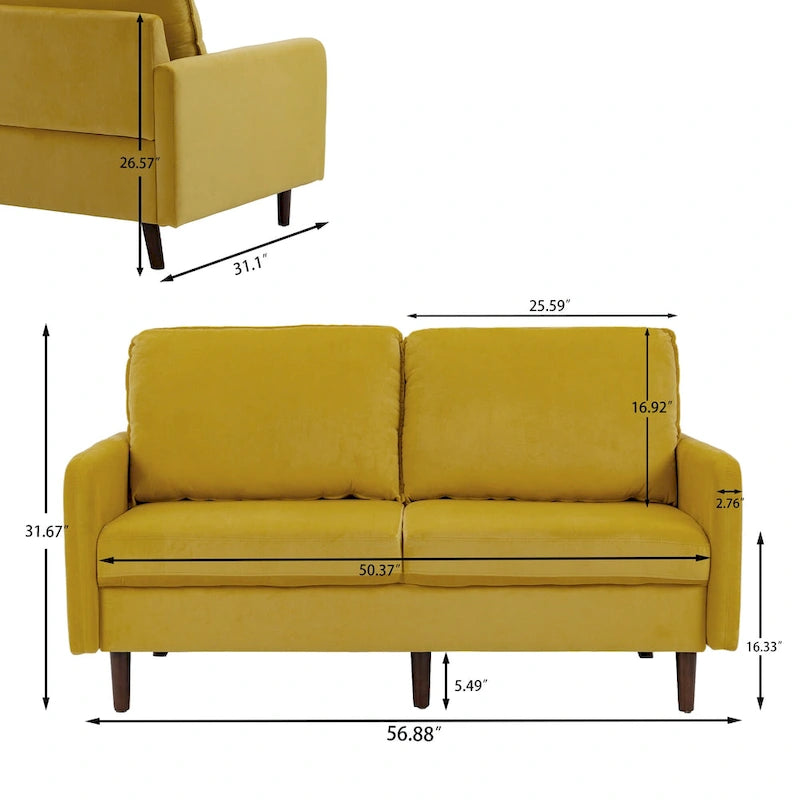 Canapé deux places moderne en velours 56,88 pour salon