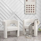 Fauteuil carré rembourré en bouclette KINWELL 28 pouces de large (ensemble de 2)