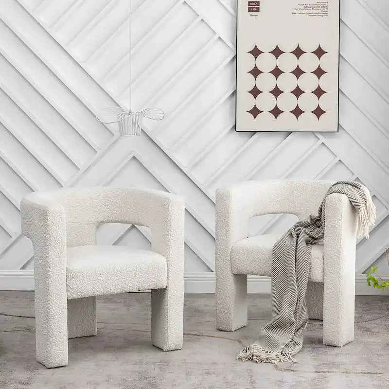 Fauteuil carré rembourré en bouclette KINWELL 28 pouces de large (ensemble de 2)