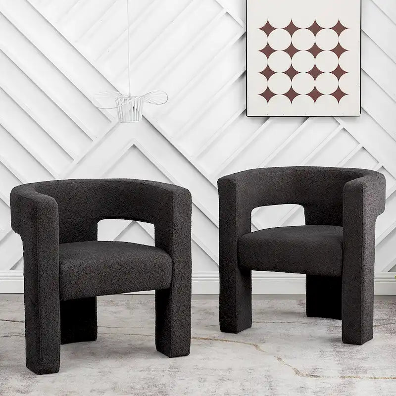 Fauteuil carré rembourré en bouclette KINWELL 28 pouces de large (ensemble de 2)