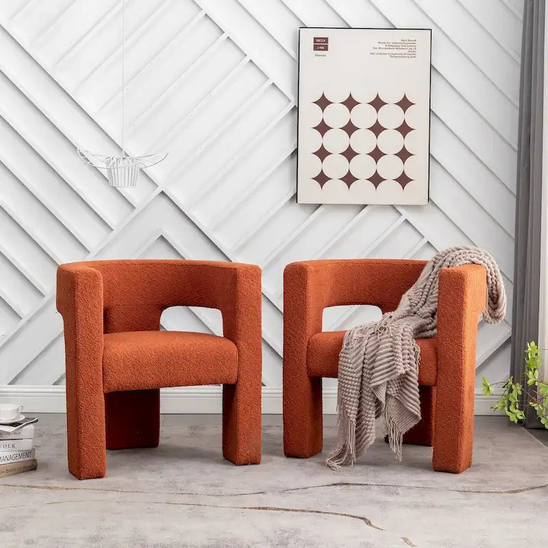 Fauteuil carré rembourré en bouclette KINWELL 28 pouces de large (ensemble de 2)